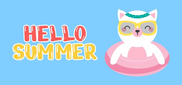 Hand draw illustration of summer greeting banner