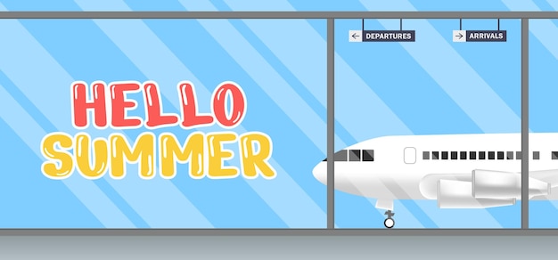 Hand draw illustration of summer greeting banner