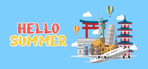 Hand draw illustration of Summer greeting banner