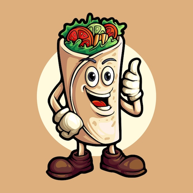 Vector hand draw kebab mascot 3