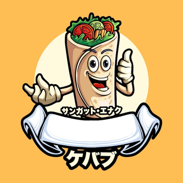 Vector hand draw kebab mascot 4