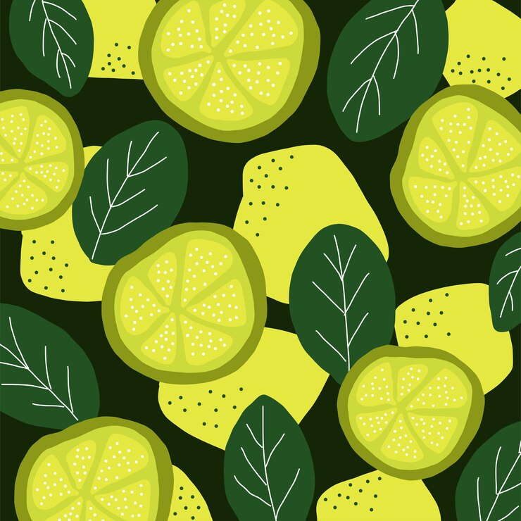Vector hand draw lemon lime cretive background
