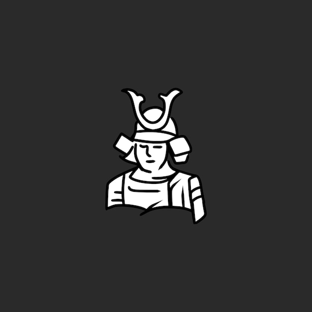 Vector hand draw minimalist ronin samurai logo design