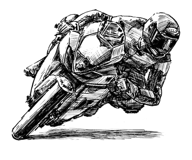 Vector hand draw of motorcycle racing