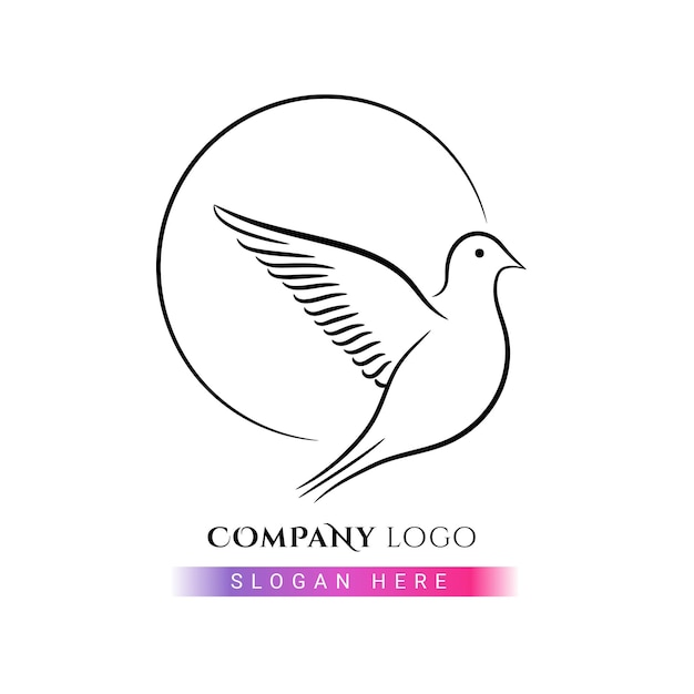 Hand draw outline Bird flying logo