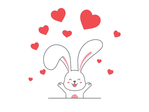 Hand draw rabbit with heart