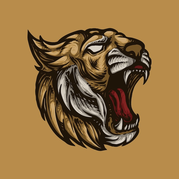 Vector hand draw roar tiger illustration design