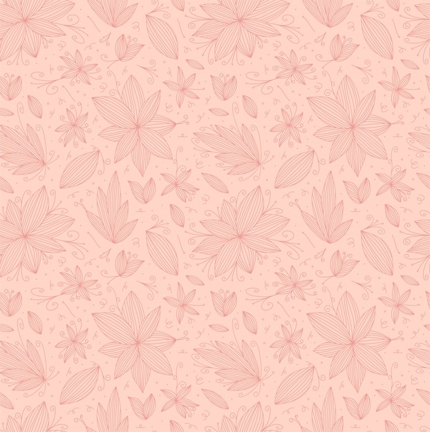 Hand draw seamless doodle pattern with flower line