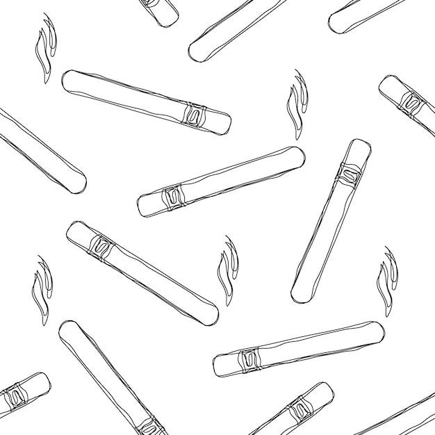 Hand draw seamless pattern with cigar on white background