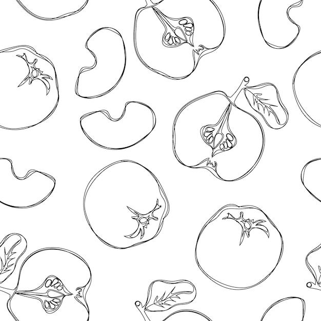 Hand draw seamless pattern with yellow quince on isolated white background