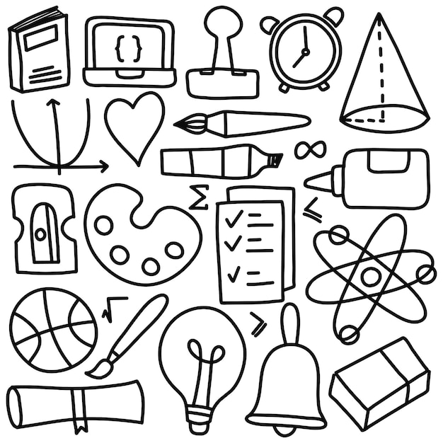 Vector hand draw set of education icon