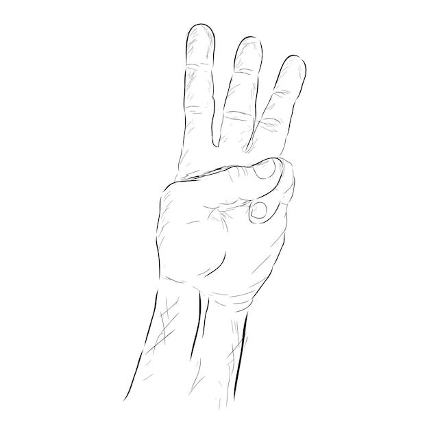 손 그리기 스케치 계산 또는 투표 손 3 3