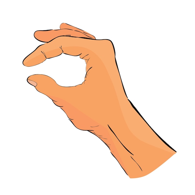 Hand Draw Sketch Gesture using red tuxedo Hand Holding Picking Take or Receive Something