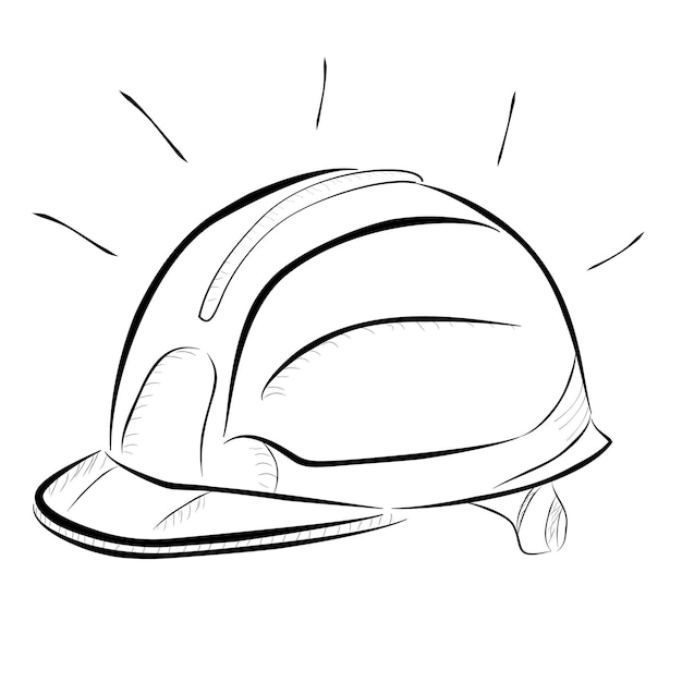 Vector hand draw sketch of safety helmet