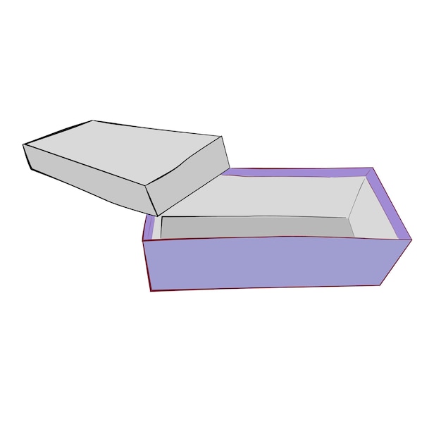 Вектор Рука рисовать эскиз вектор шаблон или макет фиолетовый обувной коробки, изолированные на белом