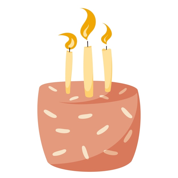 Vector hand draw sweet birthday cake with candles isolated on white background cute vector illustration in