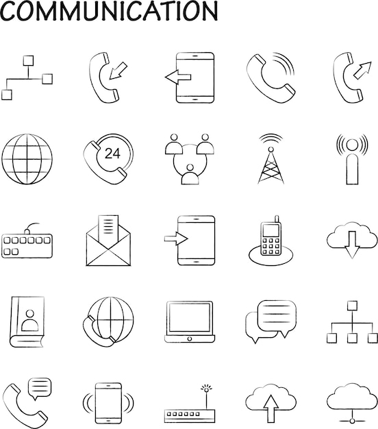 Hand draw technology sketch icon doodle set design doodle art business hand drawn vector simple wi