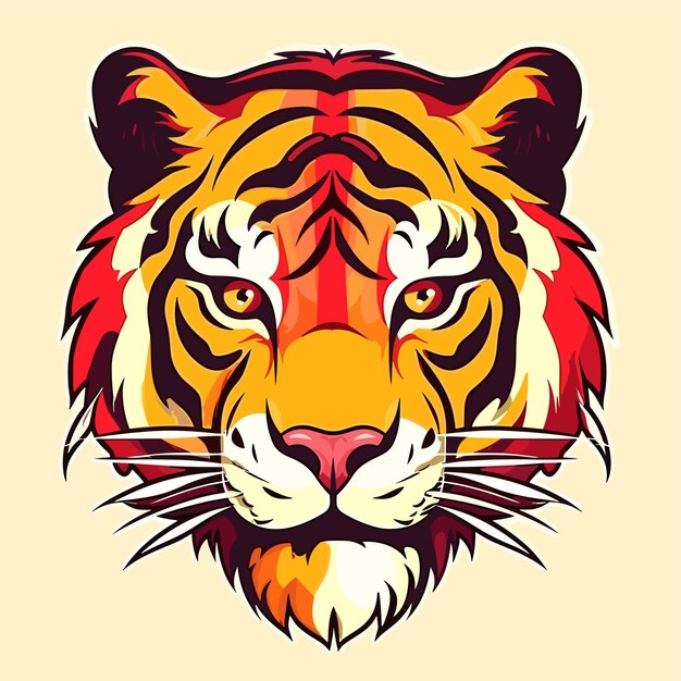 hand draw tiger face illustration animal nature isolated