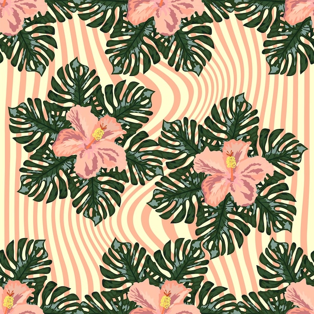 Hand draw tropical flowerblossom cluster seamless pattern background