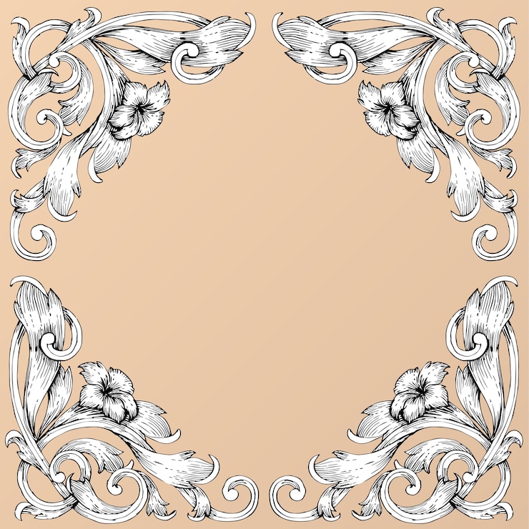 Vector hand draw vintage baroque frame scroll