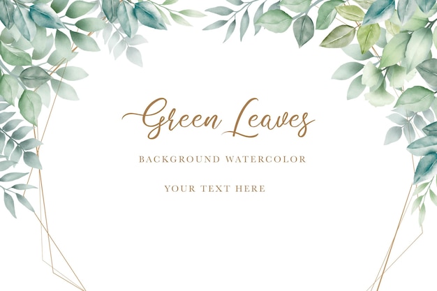 Vector hand draw watercolor green leaves background