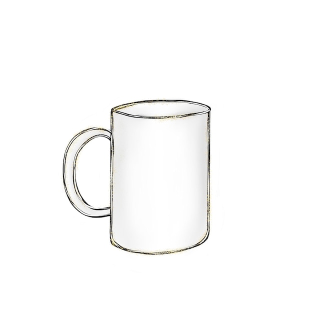 Hand draw white mug