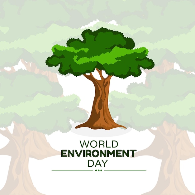 Hand Draw World Environment Day On White Background Vector Illustration