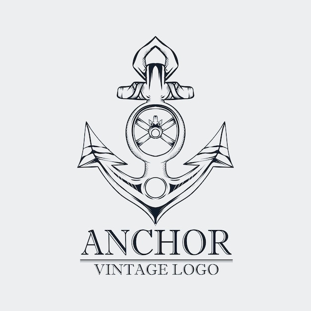 Logo vintage di ancoraggio disegnato a mano