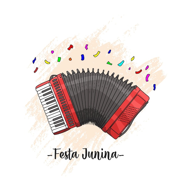 Hand drawing of a akordeon for the festa junina