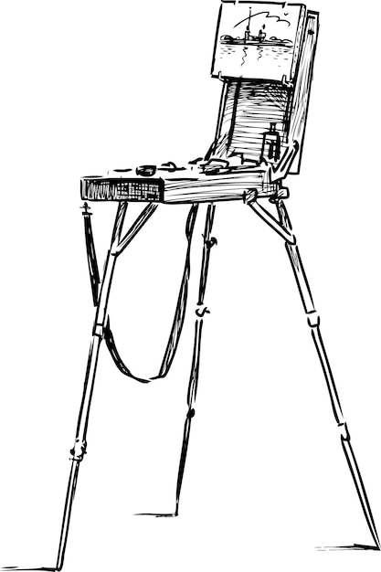 Vector a hand drawing of an artistic easel