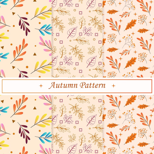 Hand drawing autumn pattern cute leaf collection