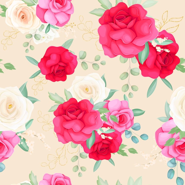 Hand drawing beautiful rose seamless pattern