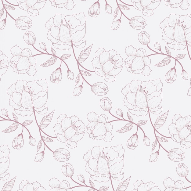 Vector hand drawing big floral pattern