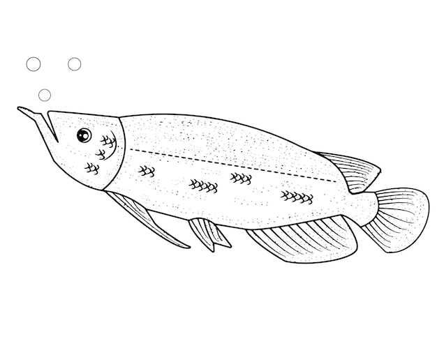 Hand drawing black and white ocean fish premium vector