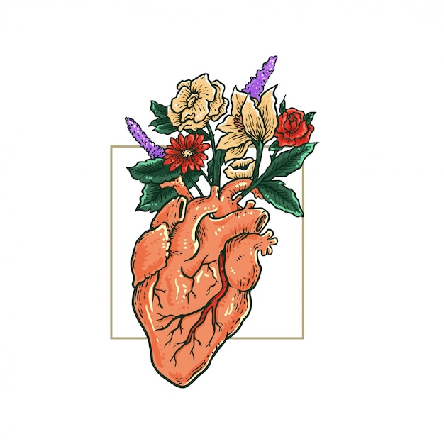 Hand drawing blossom heart Illustration