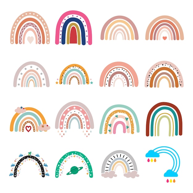 Hand drawing boho rainbow