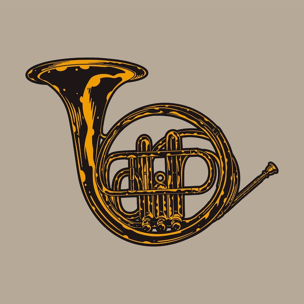 Vector hand drawing brass section music instrument vector illustration element logo icon mascot symbol