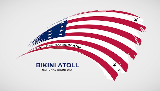 Hand drawing brush stroke flag of Bikini Atoll with painting effect vector illustration