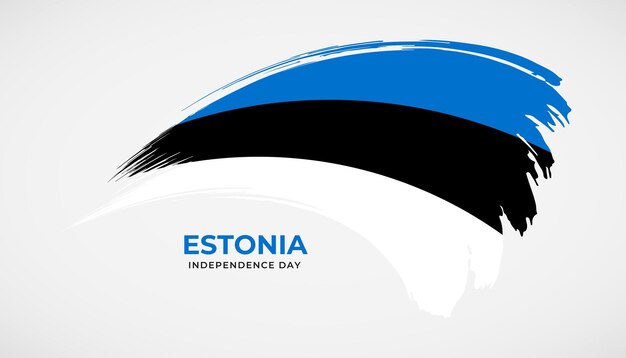 Hand drawing brush stroke flag of Estonia with painting effect vector illustration