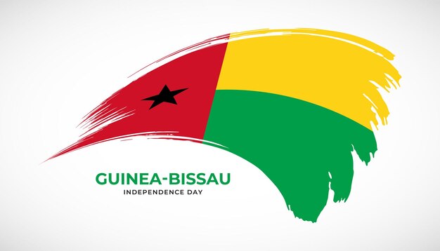 Hand drawing brush stroke flag of Guinea-Bissau with painting effect vector illustration