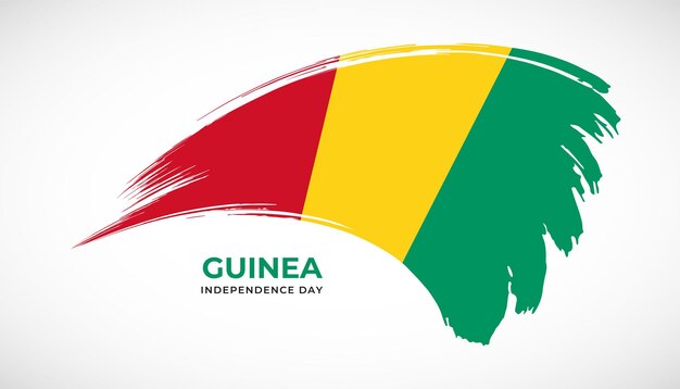 Hand drawing brush stroke flag of Guinea with painting effect vector illustration