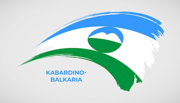 Ручной рисунок мазка флага Кабардино-Балкарии с векторной иллюстрацией эффекта живописи