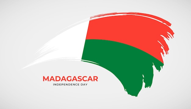 Hand drawing brush stroke flag of Madagascar with painting effect vector illustration