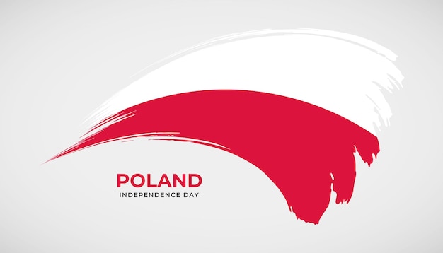 Hand drawing brush stroke flag of Poland with painting effect vector illustration