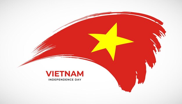 Hand drawing brush stroke flag of Vietnam with painting effect vector illustration