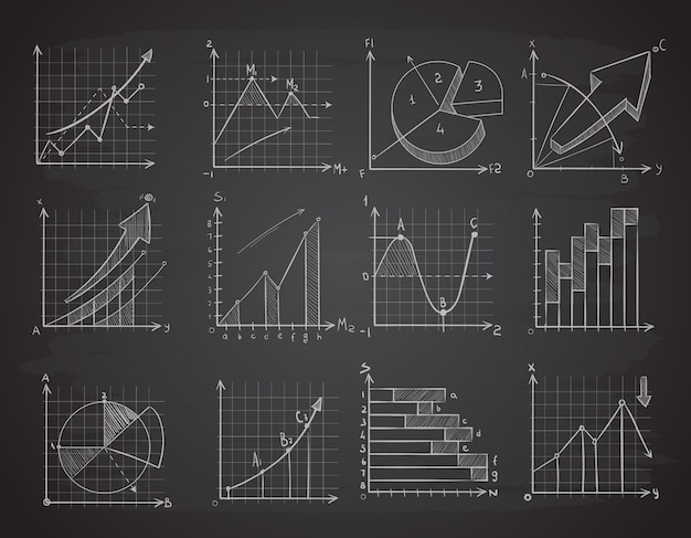 Hand drawing business statistics data graphs