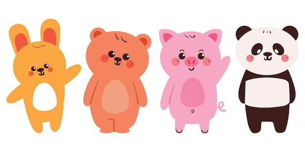 hand drawing cartoon animals sticker set cute animal drawing doodle set sticker set