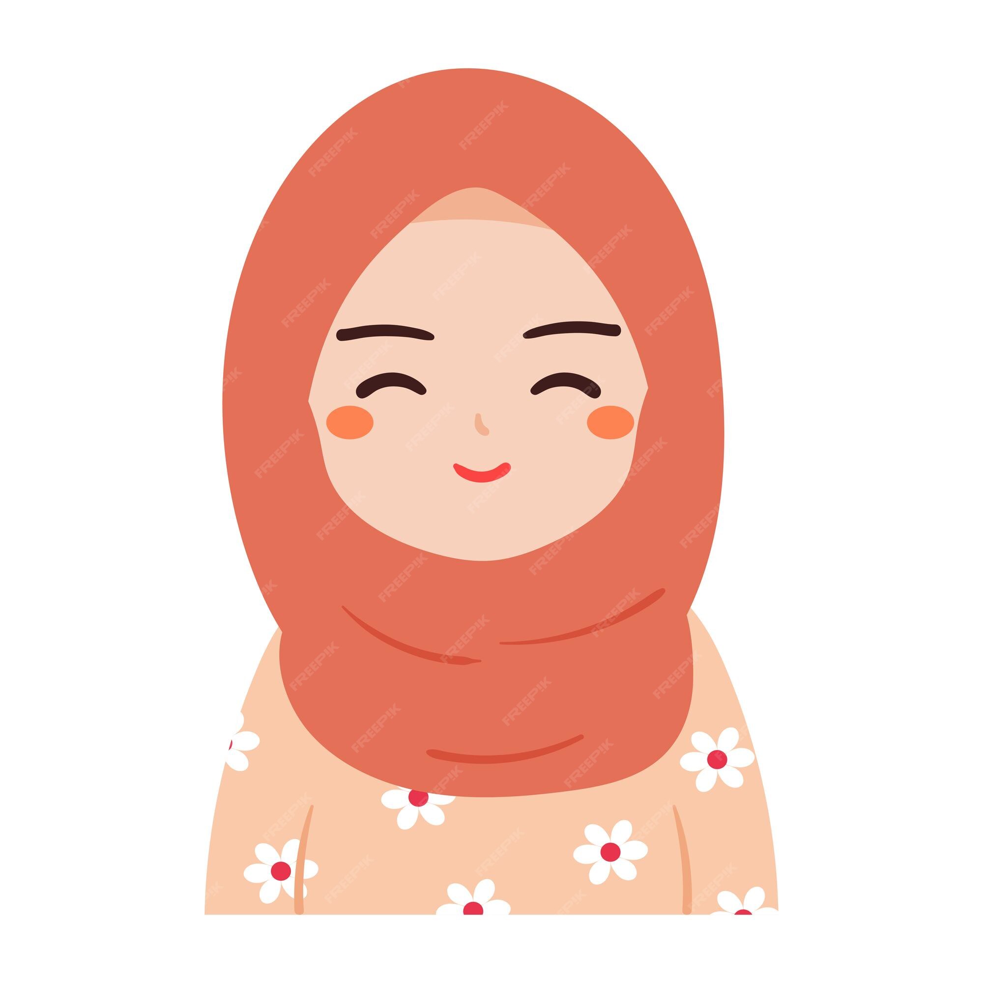 Hijab Girl Sit Smile Cute Stock Illustration 1764474020