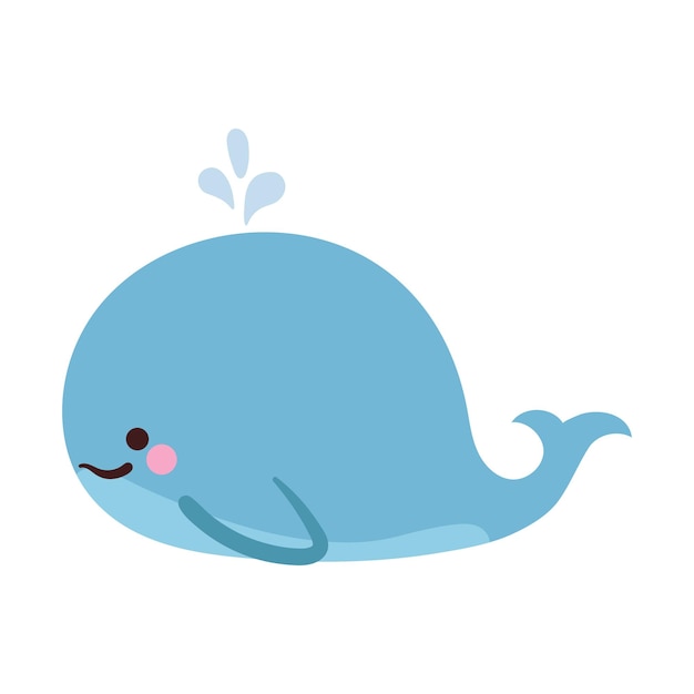 カートゥーン・クジラの絵 可愛い魚の絵