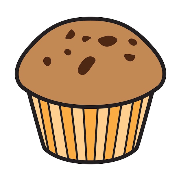 複雑 な 詳細 を 含む チョコレート マフィン の 手描き